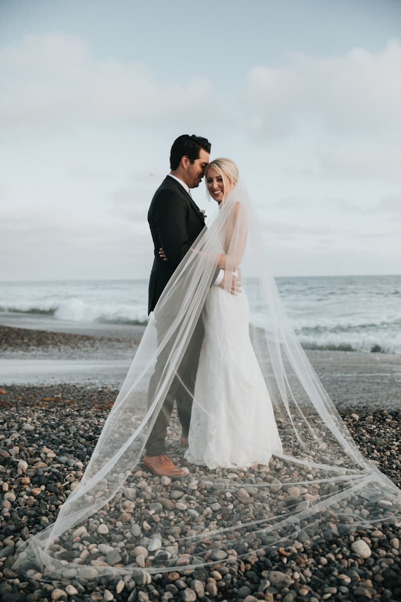 A bride and groom exchanging rings during their Christian wedding ceremony